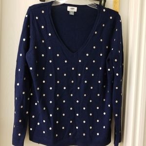 Navy blue polka dot sweater